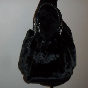 Olivia & Joy Handbag Purse Faux Fur Chain Details